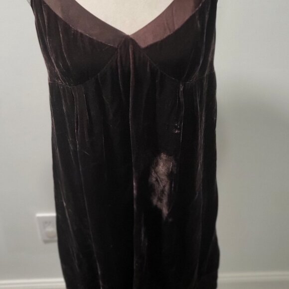Gap Size 14 Chocolate Brown Velvet Dress, Spaghetti Straps, Low Back - Picture 2 of 9